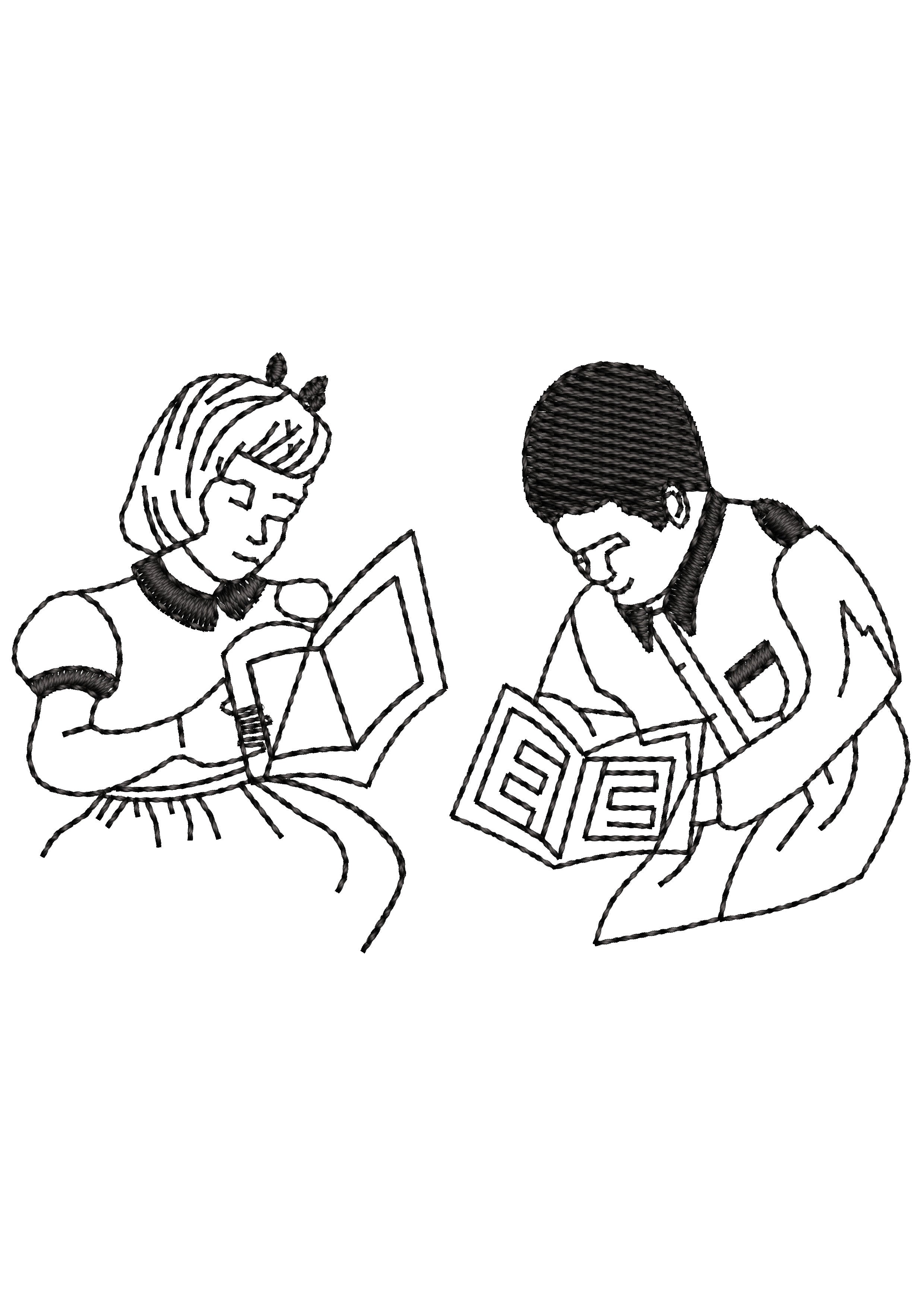 Girl Boy Embroidery Design
