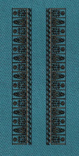 Vertical Buta Side Border Teal & Black Embroidery Design