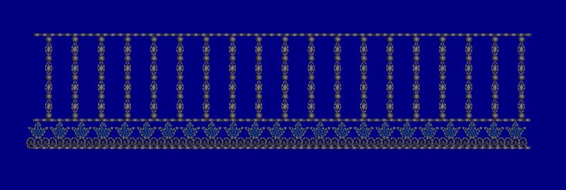 Golden Vertical Lines And Blue Jacquard Border Embroidery Design