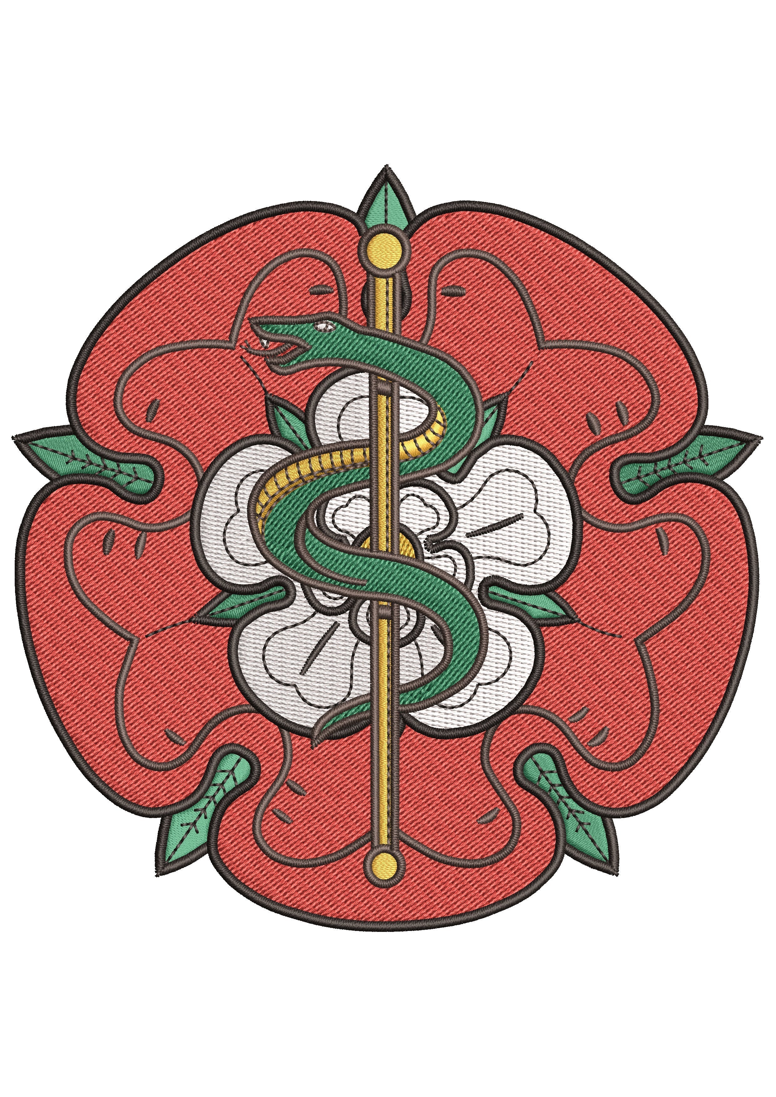 Snake Flower Embroidery Design