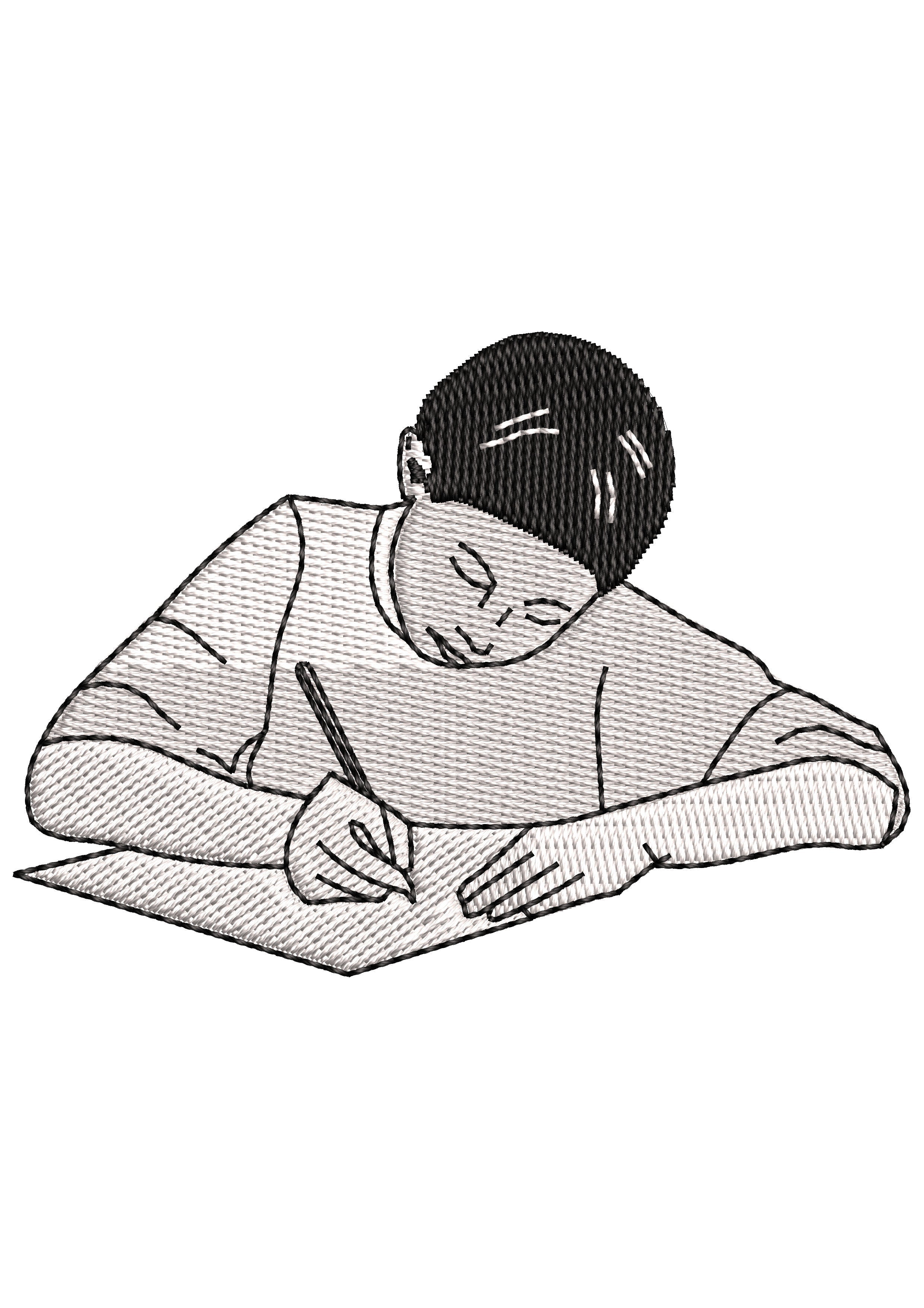 Boy Reading Embroidery Design