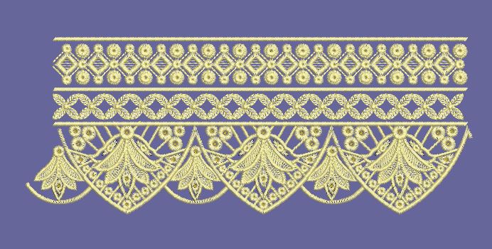Scalloped Golden Lace Border Embroidery Design