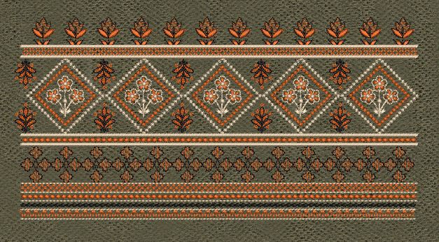 Floral Jacquard Woven Golden & Gray Embroidery Design