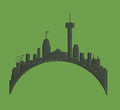 Curved Skyline Silhouette Embroidery Design