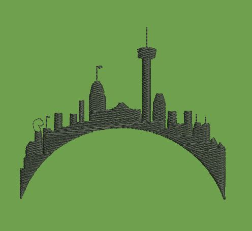 Curved Skyline Silhouette Embroidery Design