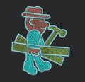 Cartoon Worker Carrying Lumber and a Tool Embroidery Design