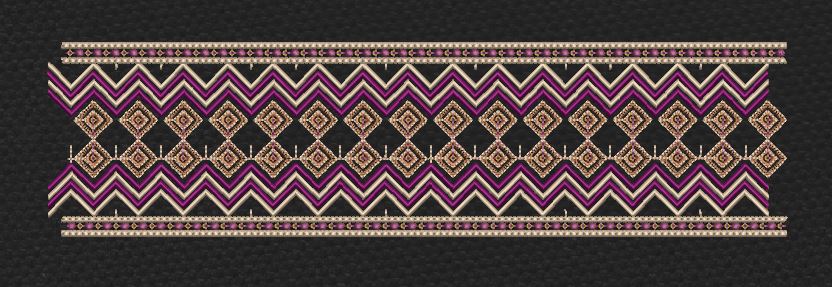 Floral Border Golden Purple Curve Embroidery Design