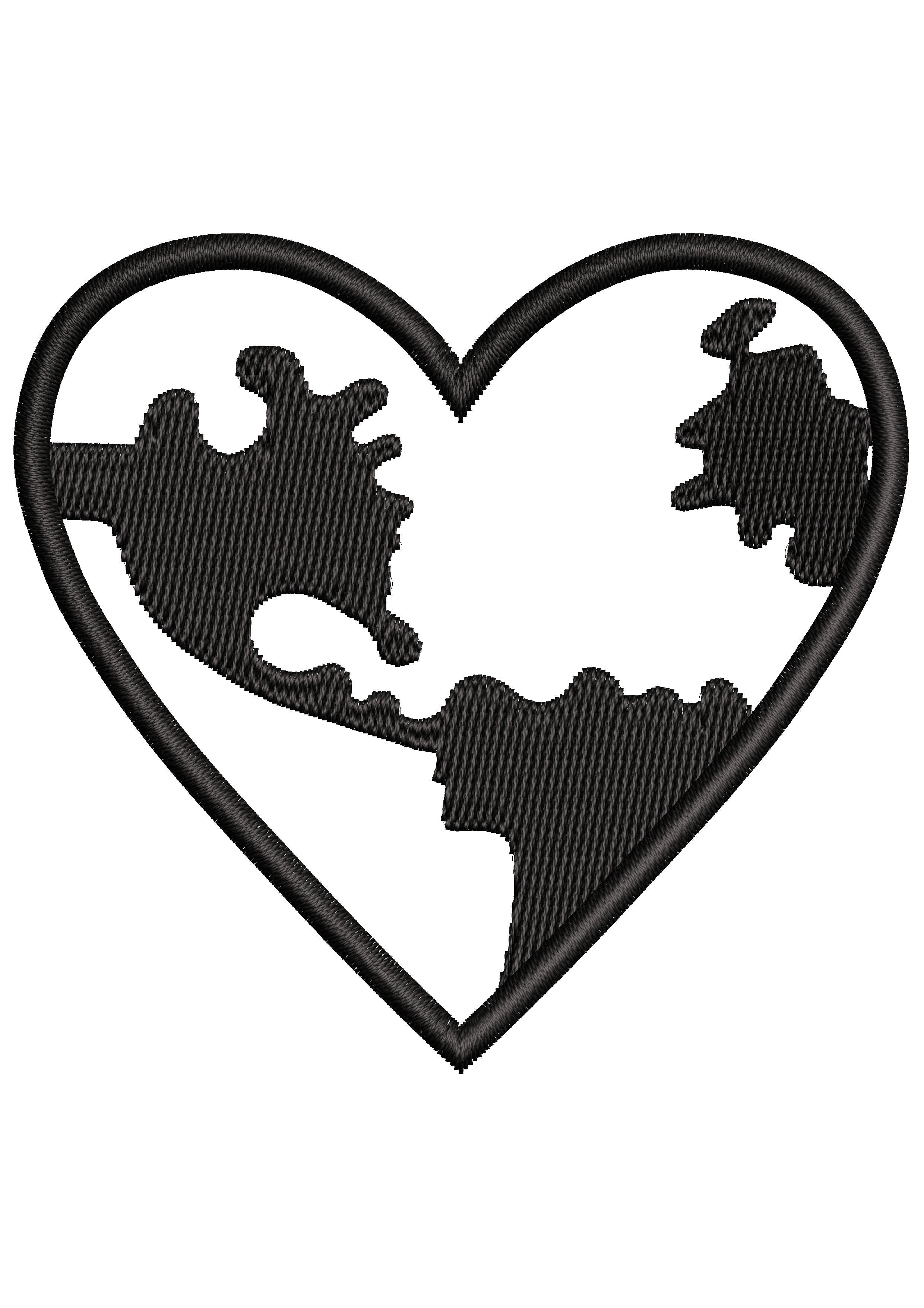 Heart World Embroidery Design