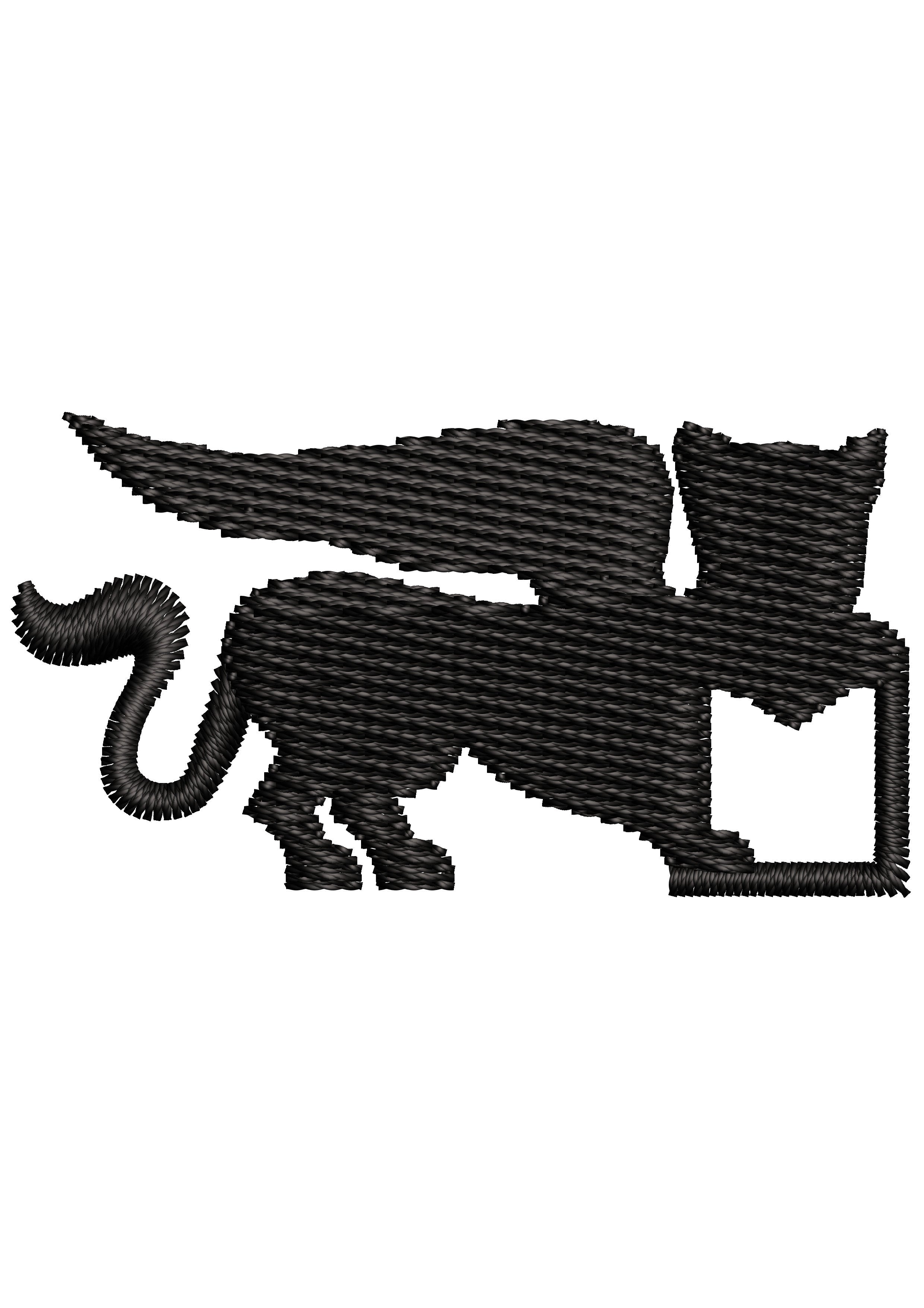 Flying Cat Embroidery Design