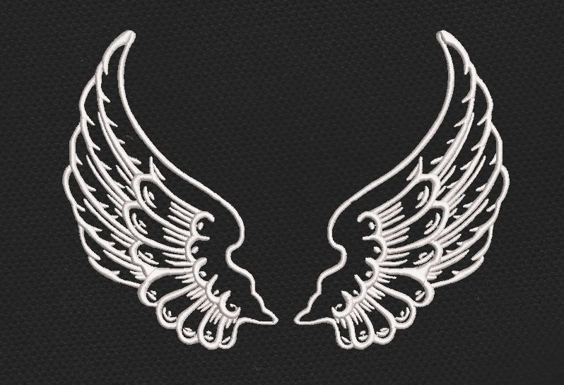 White Wings Angelic Feather Embroidery Design