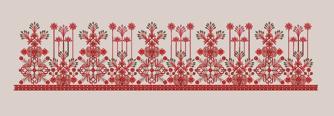 Alternating Floral Star Border Embroidery Design