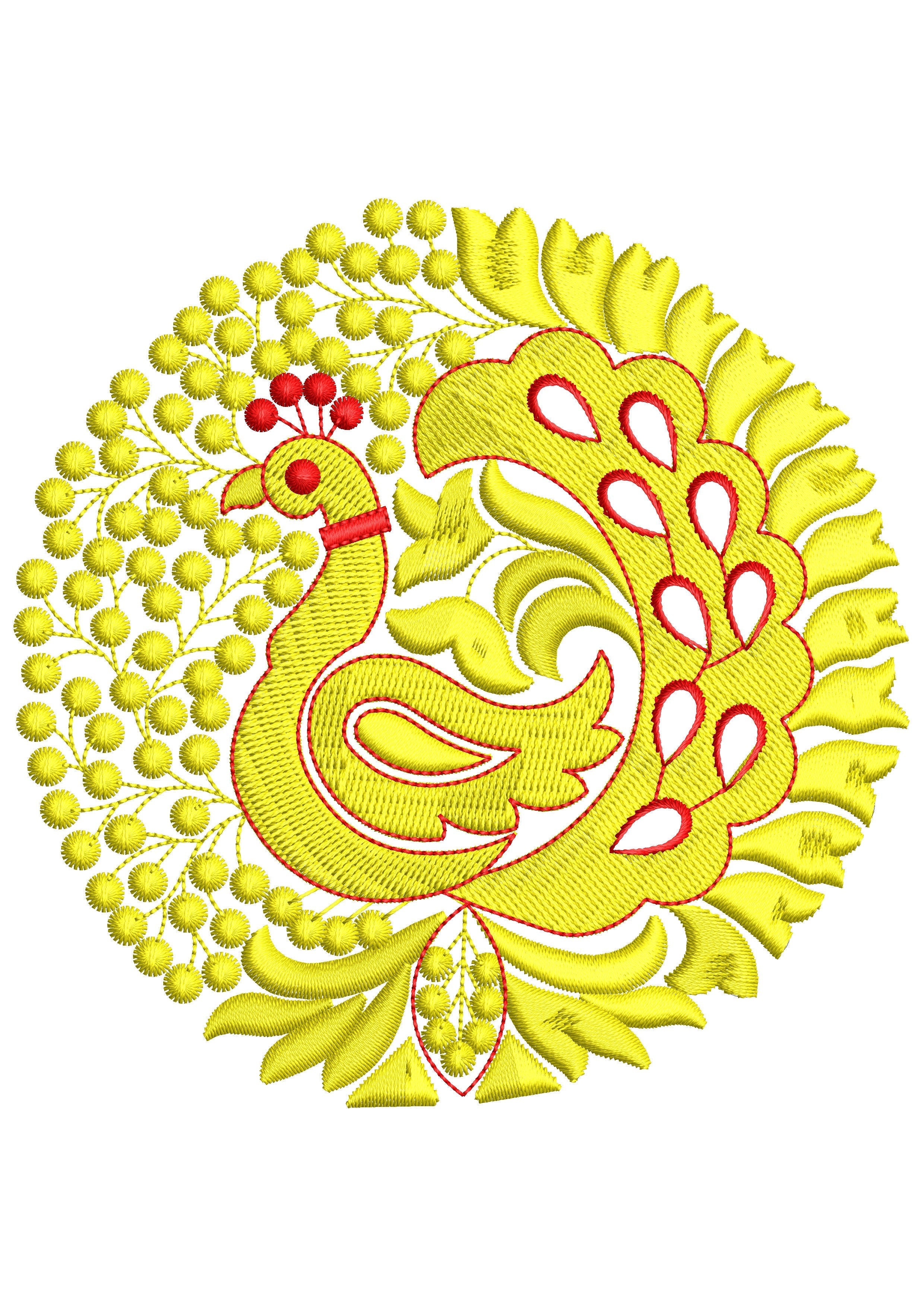 Circle Peacock Embroidery Design