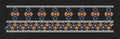 Floral Jacquard Border Orange Flowers & White Lines Embroidery Design