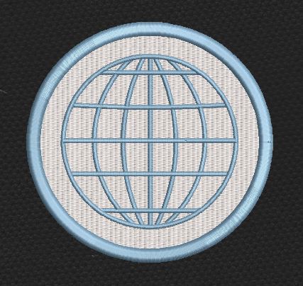 Global Grid Badge Embroidery Design