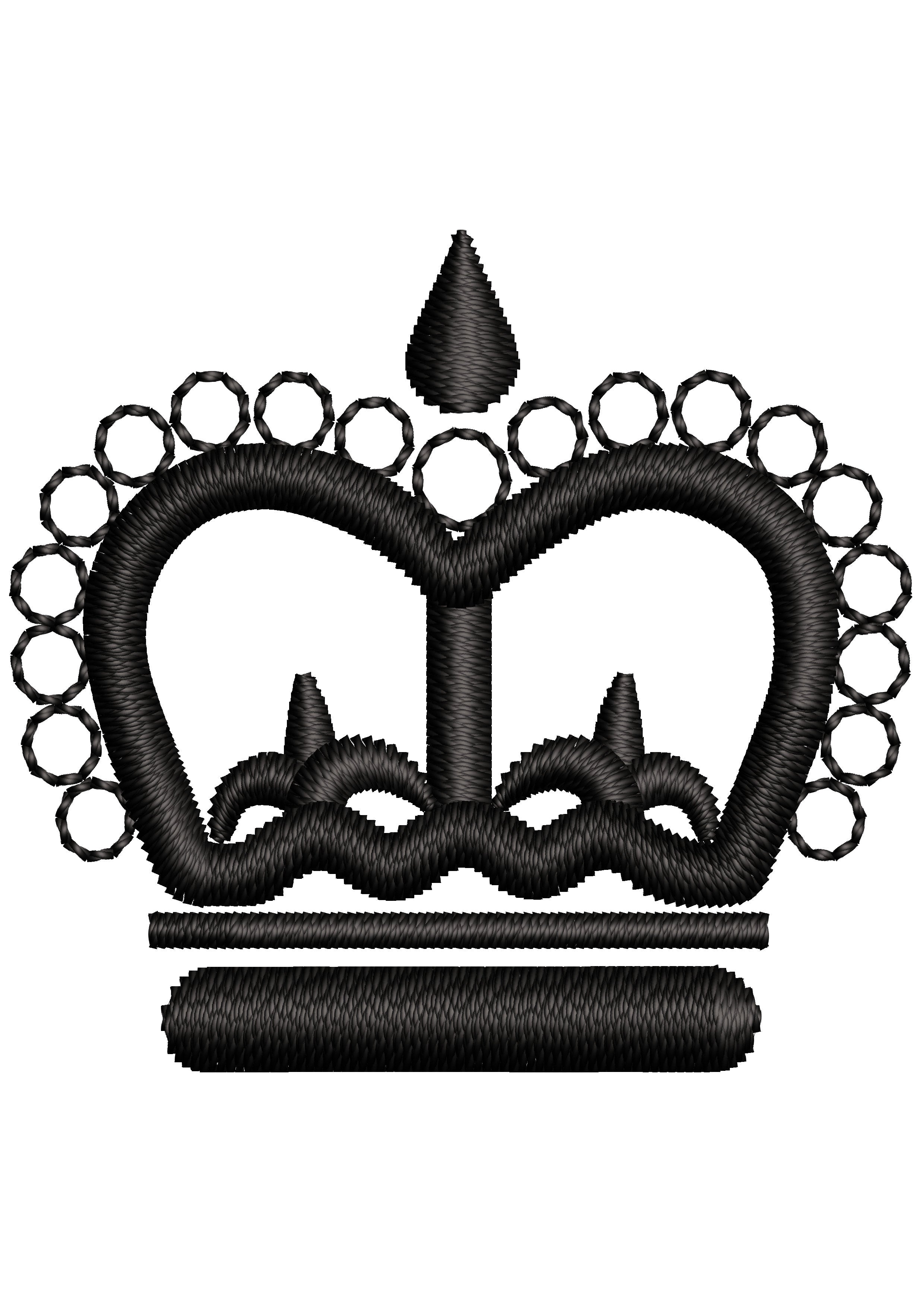 Crown Black Embroidery Design