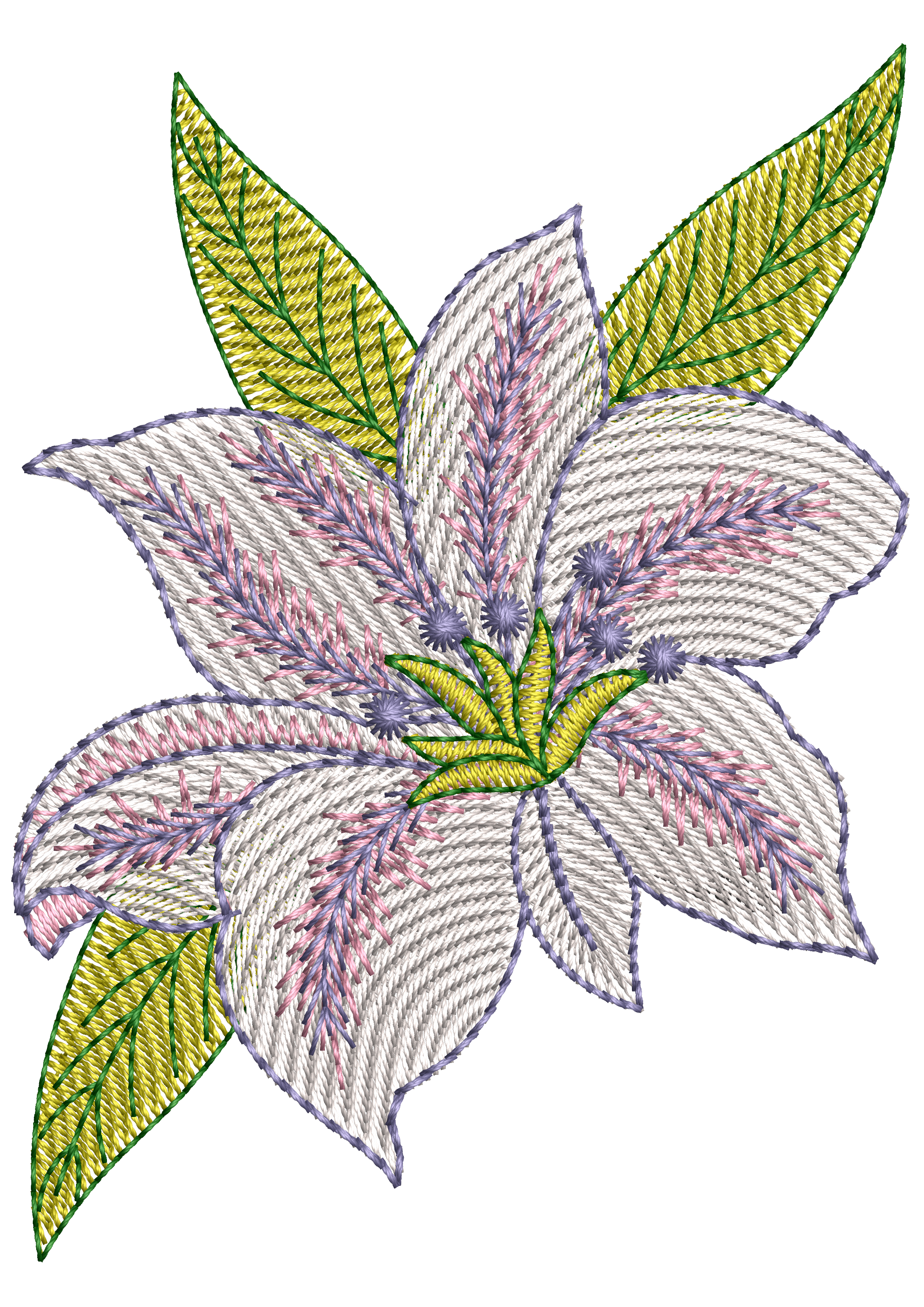 Light Blue Flower Embroidery Design