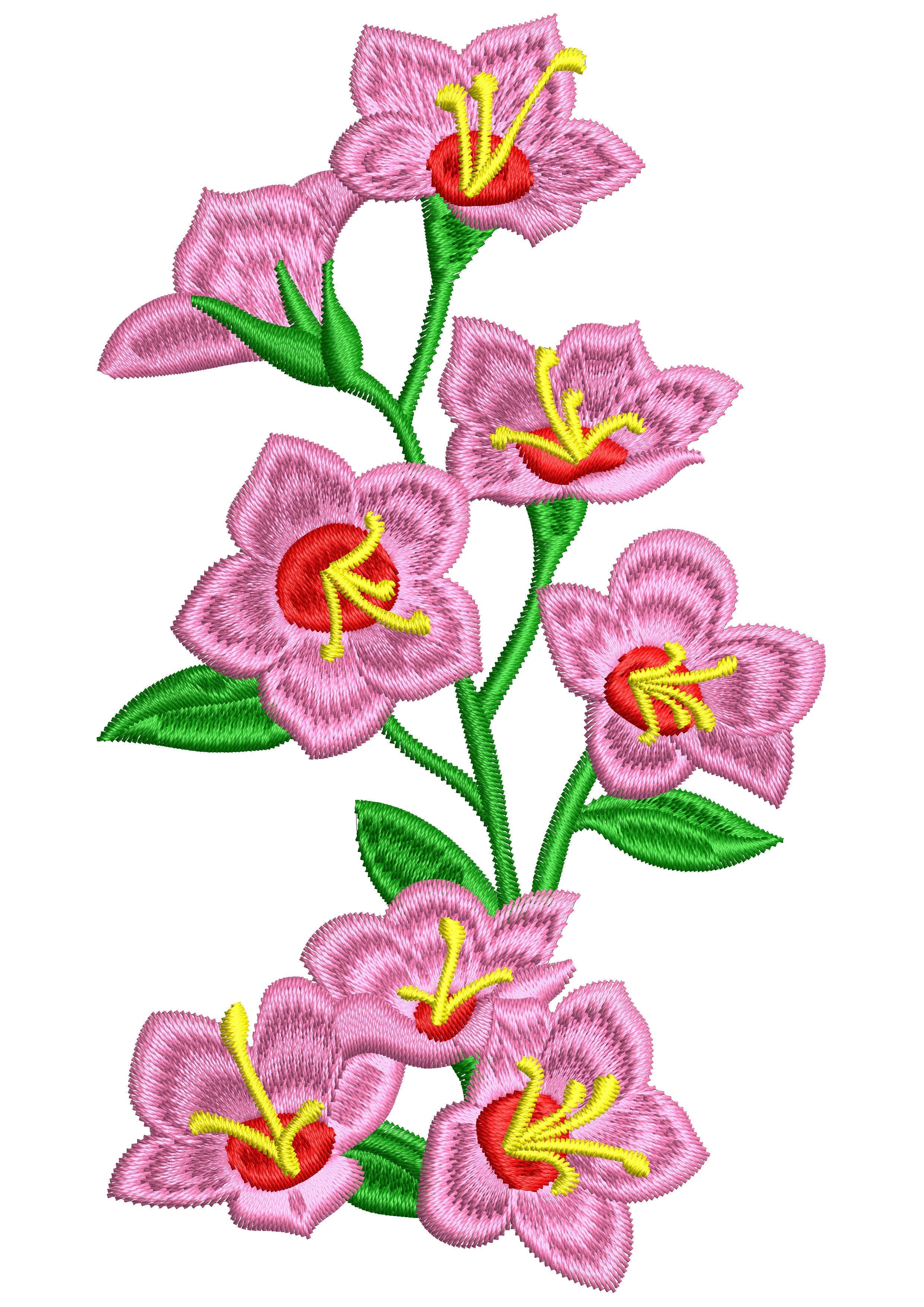 Column Flowers Embroidery Design