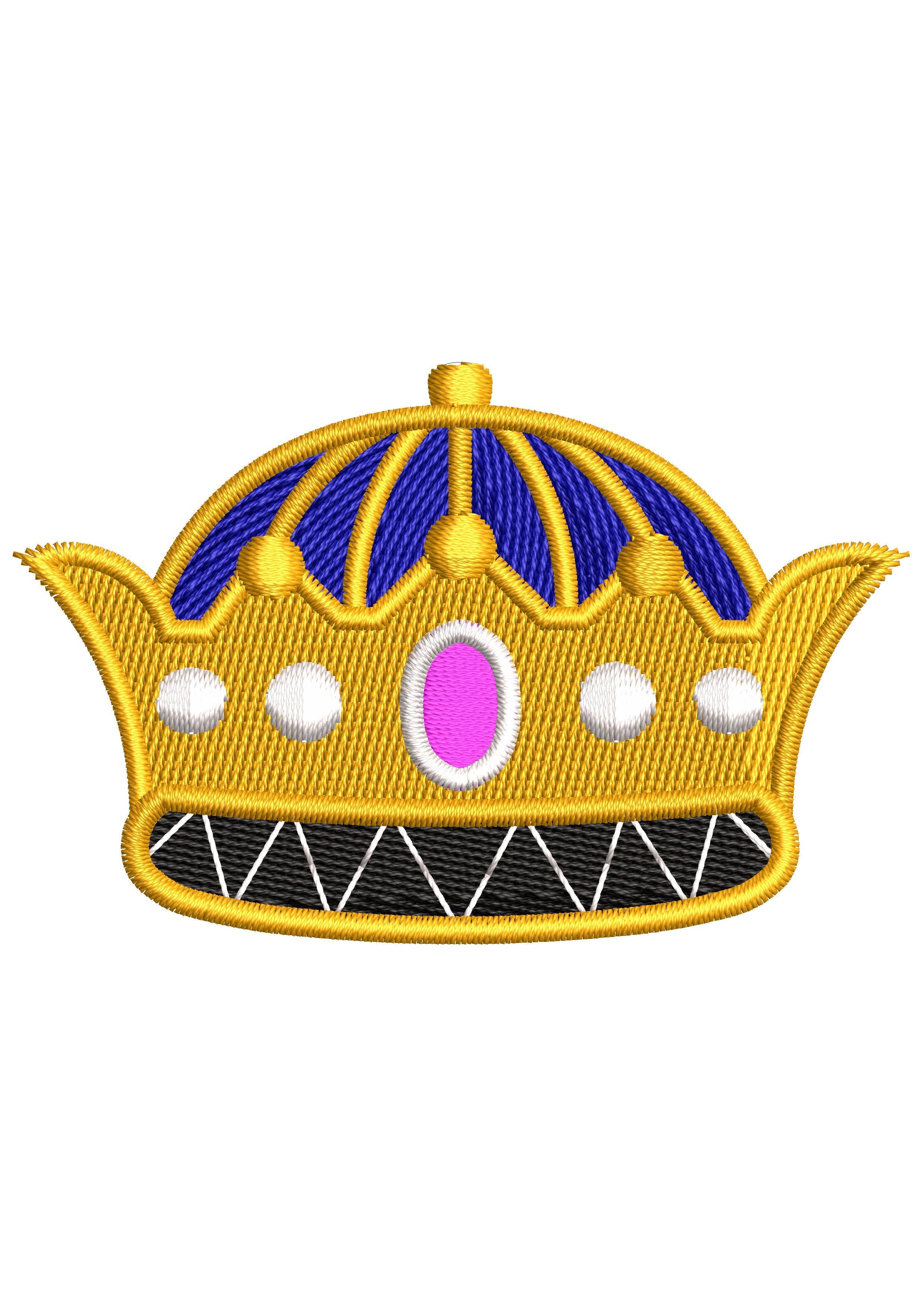 Crown With Diamond Embroidery Design