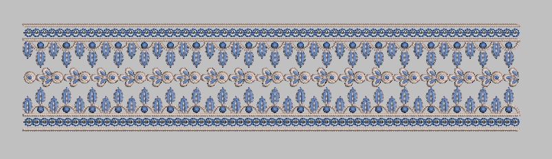 Symmetrical Blue Beaded Ribbon Border Embroidery Design