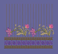 Pink Floral Border with Stripes Embroidery Design