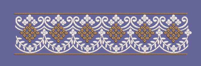 Scalloped Floral Lace Border Embroidery Design