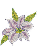 Lily with Leaf Embroidery Design