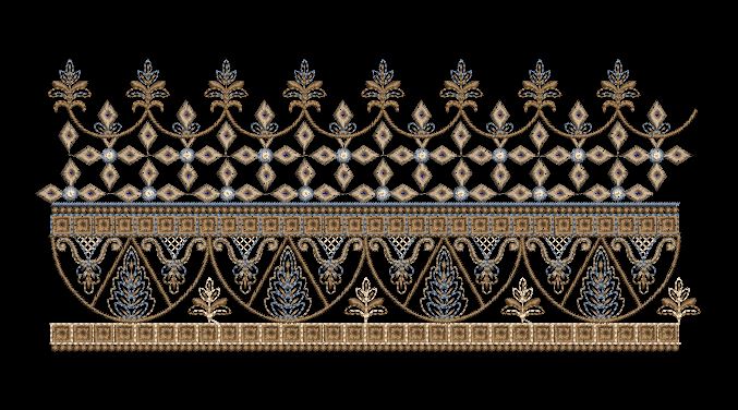 Pinnacle Crown Diamond Lattice Border Embroidery Design