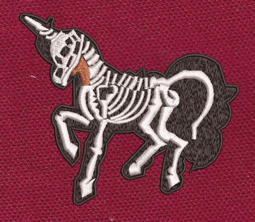 Skeletal Unicorn Stitch Embroidery Design