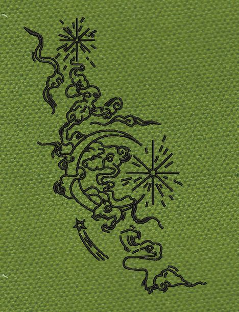 Celestial Clouds Black Line Art Embroidery Design