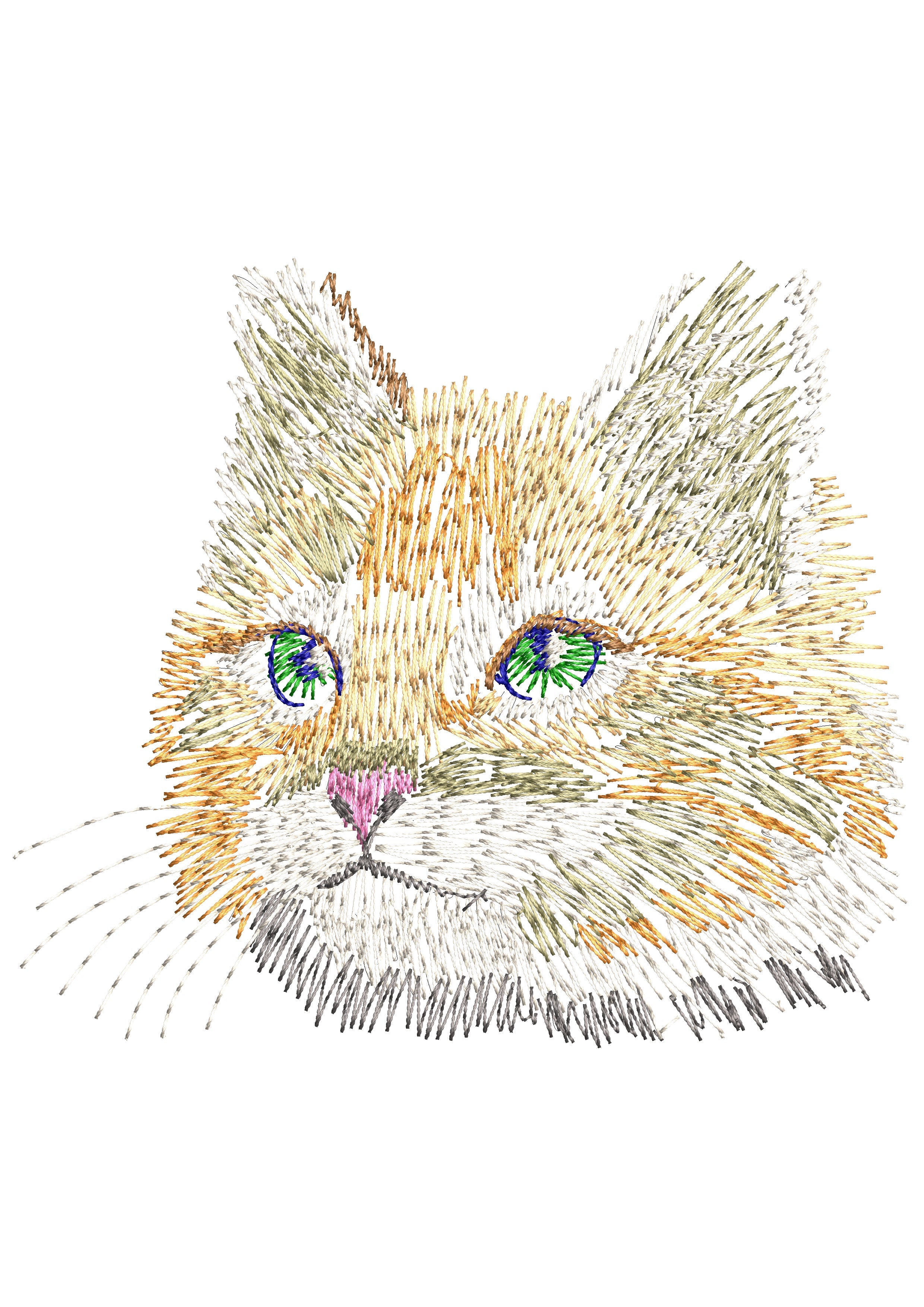 Cat Head Embroidery Design
