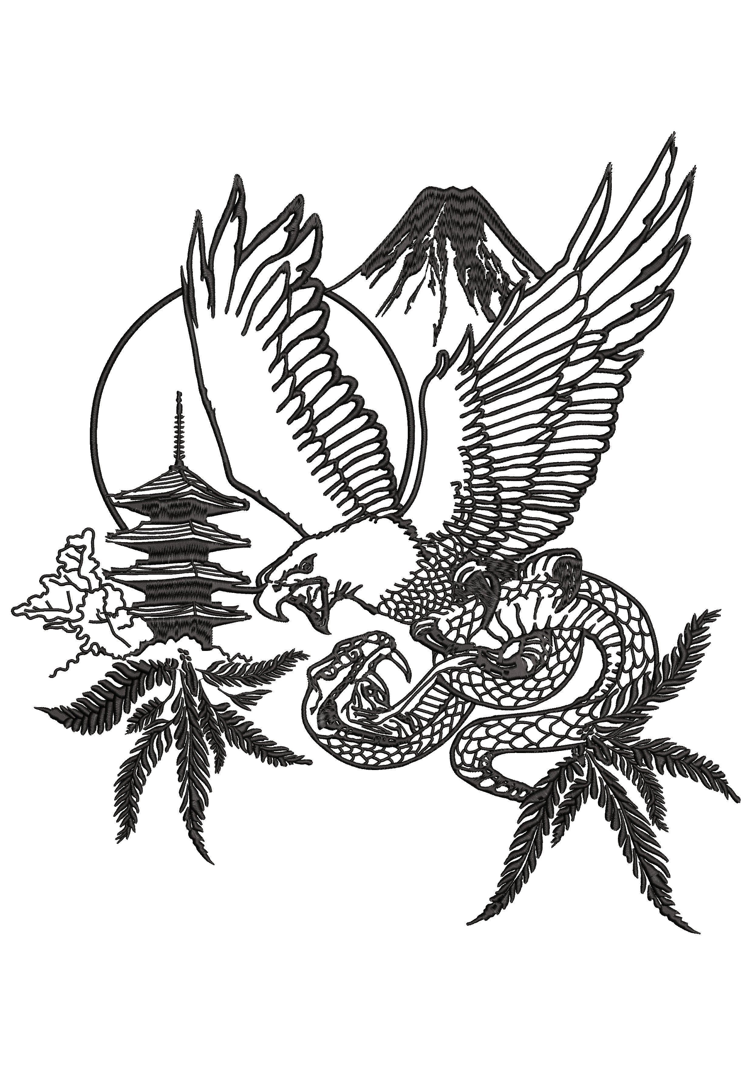 Dragon Hill Embroidery Design