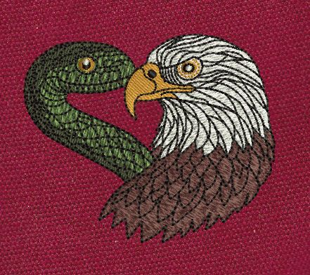 Eagle And Snake Head Embroidery Design