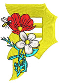 P Flower Embroidery Design