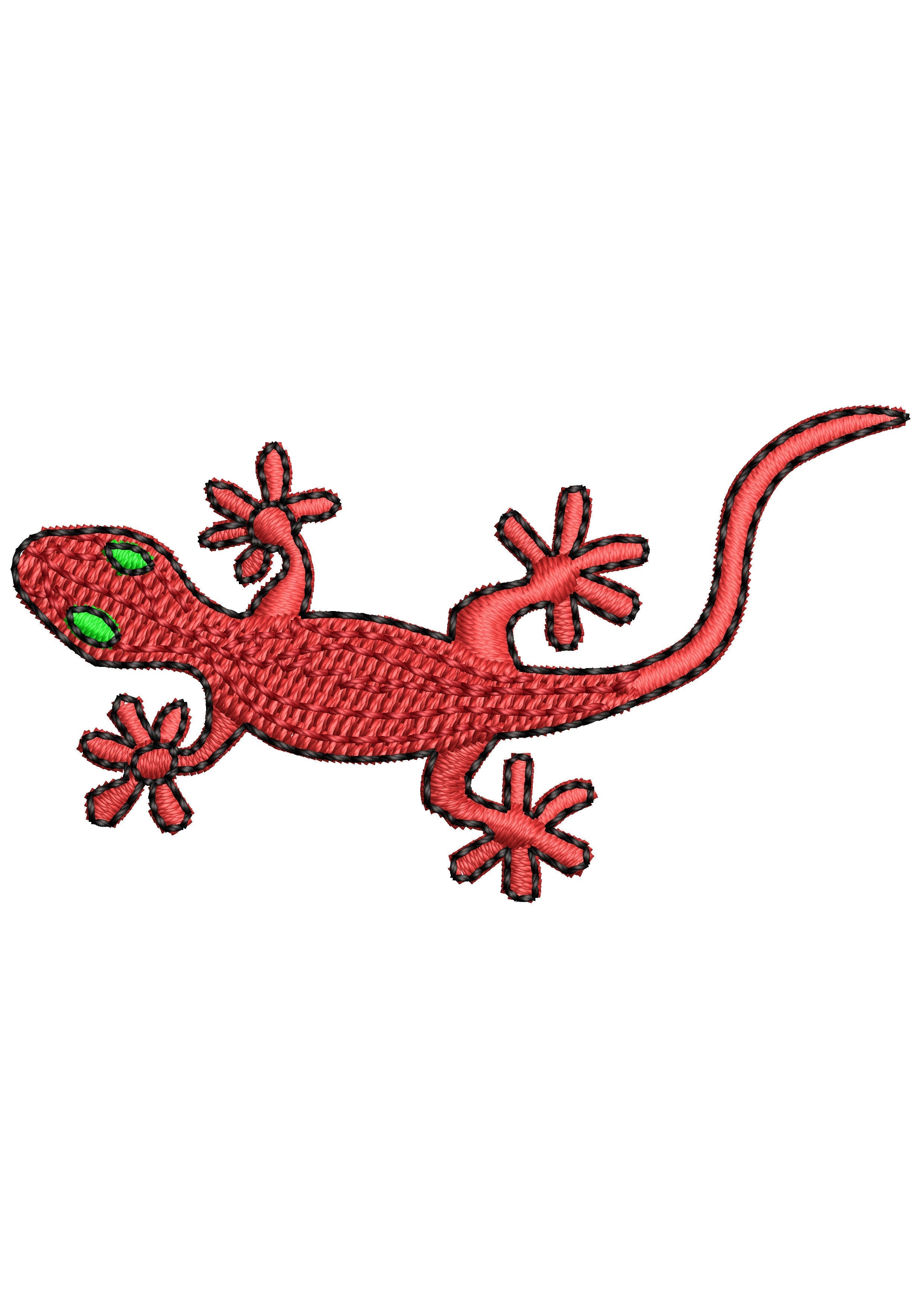 Red Lizard Embroidery Design