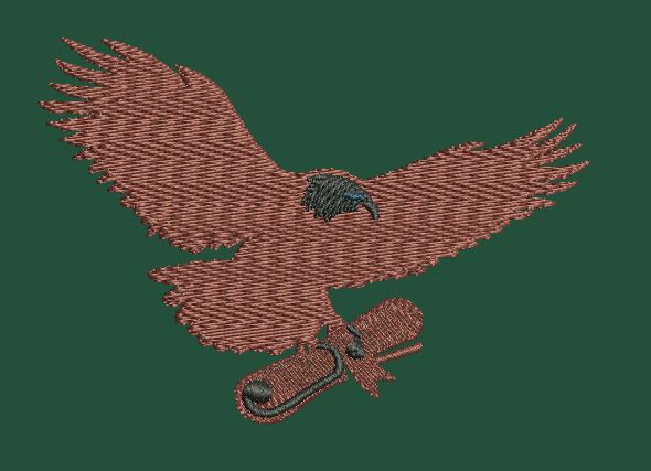 Avian Carrier Scroll Emblem Embroidery Design