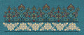 Teal Mughal Fan Buta Hem Border Teal & Multicolor Embroidery Design