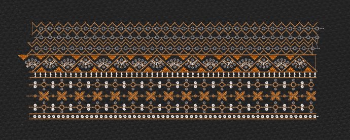 Orange And White Floral Endless Border Embroidery Design