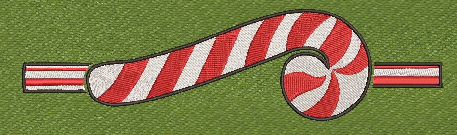 Candy Cane Split Red Embroidery Design
