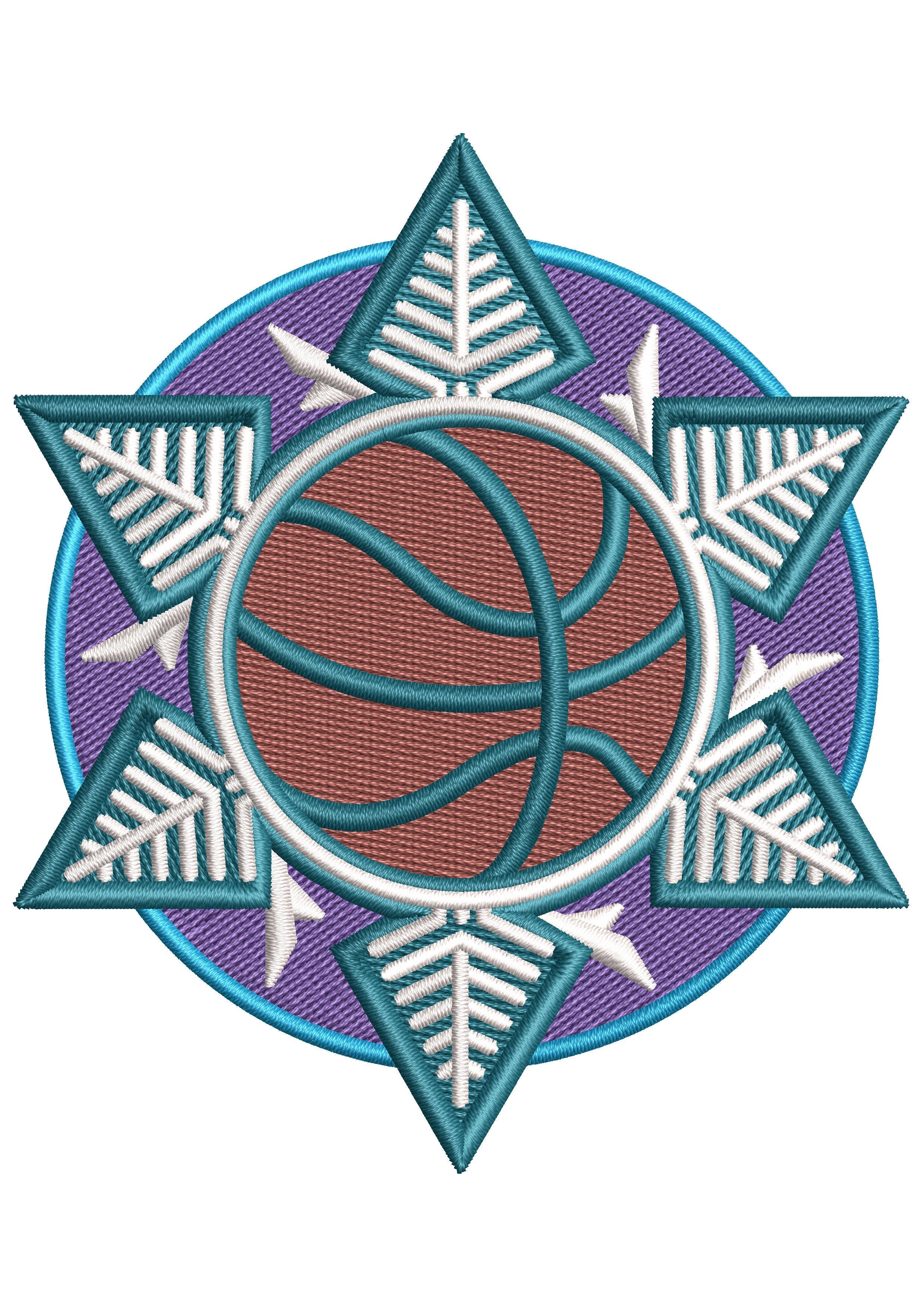 Basket Ball Flower Embroidery Design