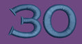 Blue Number Thirty Embroidery Design
