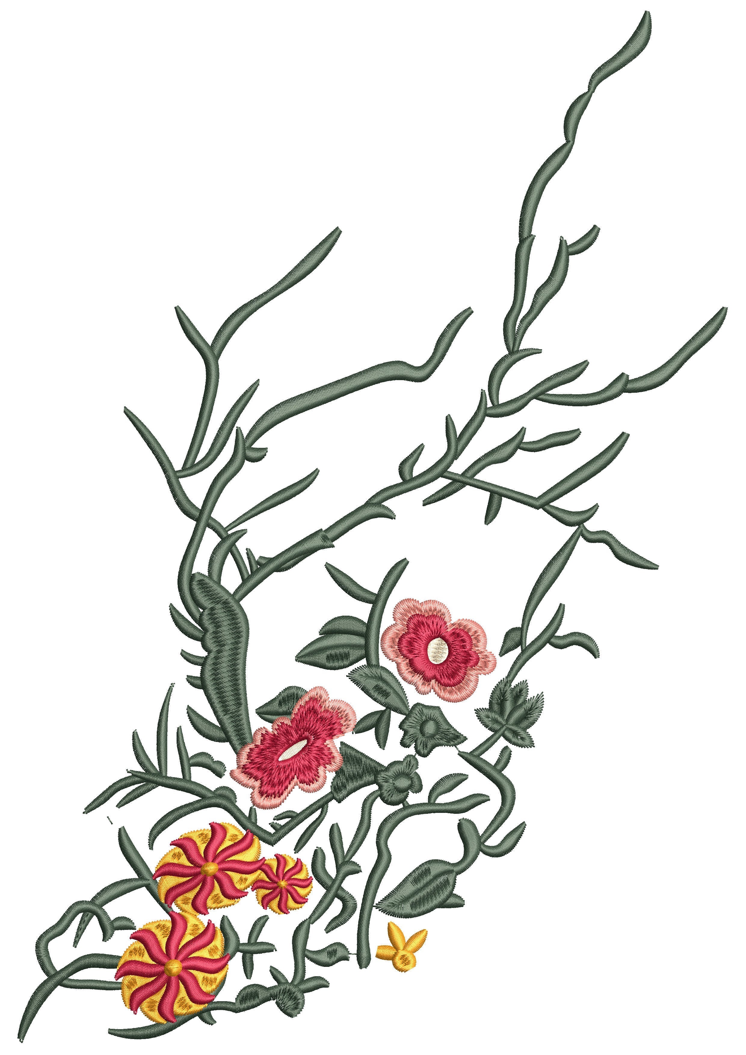 Thorn Flower Embroidery Design