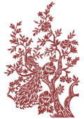 Tree Peacock Embroidery Design