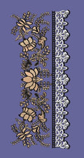 Intricate Floral Vine and Scalloped Lace Border Embroidery Design