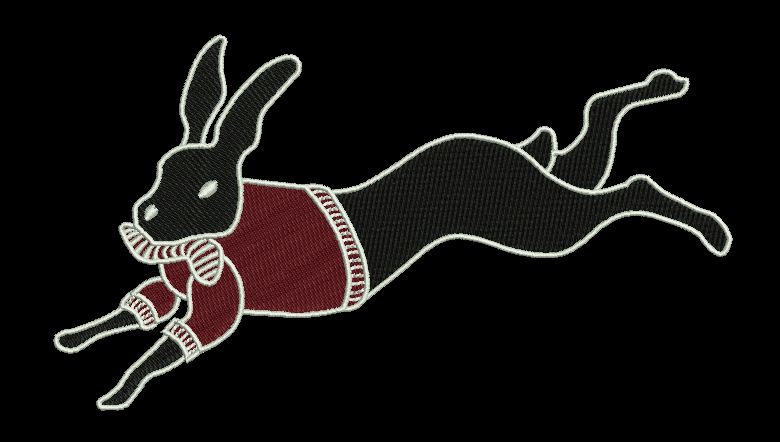 Leaping Rabbit in Sweater Embroidery Design