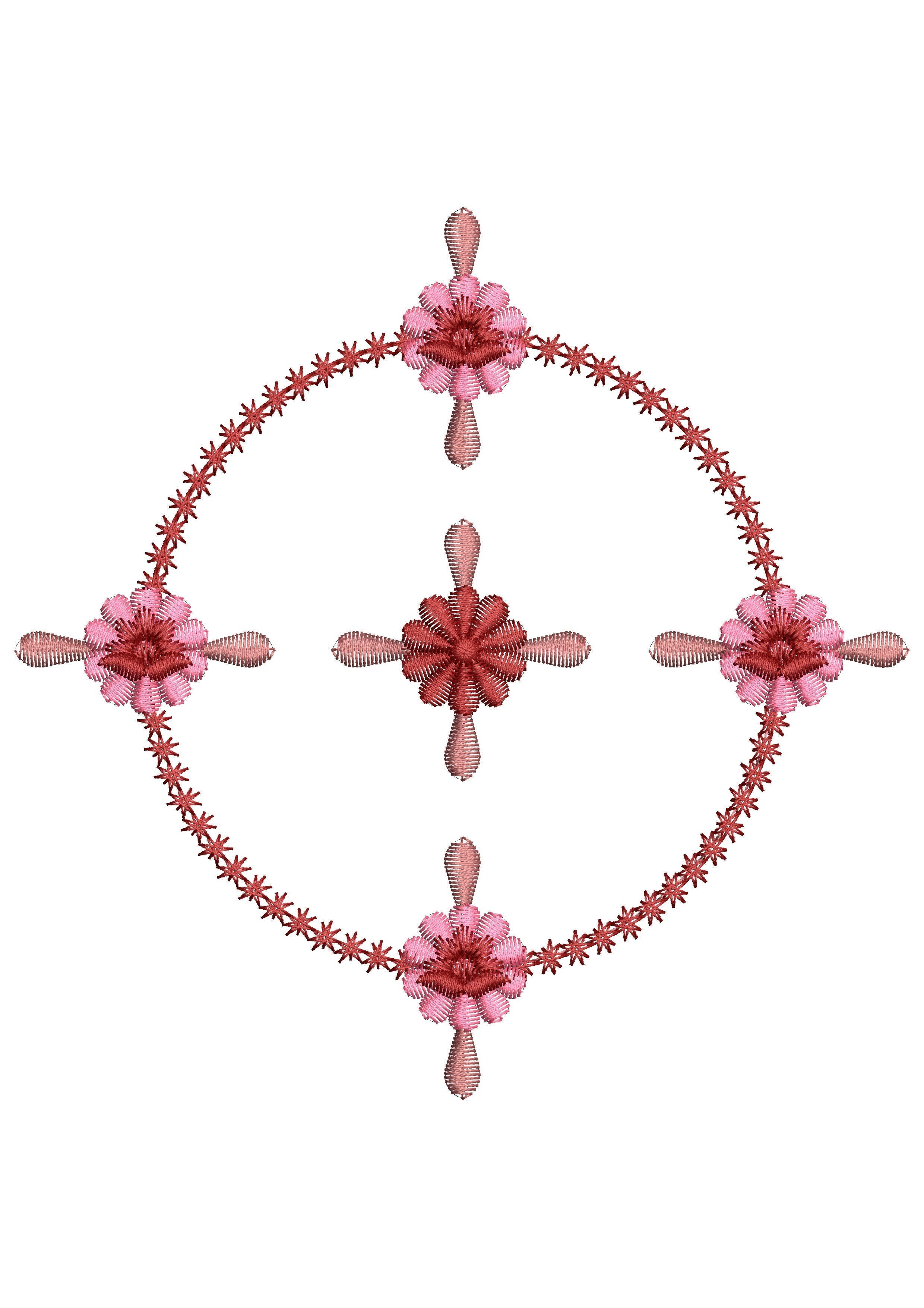 Rose Star Embroidery Design