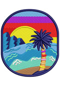 Palm Sunset Embroidery Design