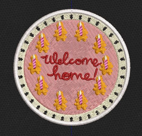 Welcome Home Cake Patch Embroidery Design