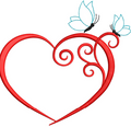 Heart With Butterfly Embroidery Design