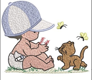 Cat With Baby Embroidery Design