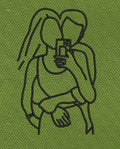 Couple Black Line Art Embroidery Design